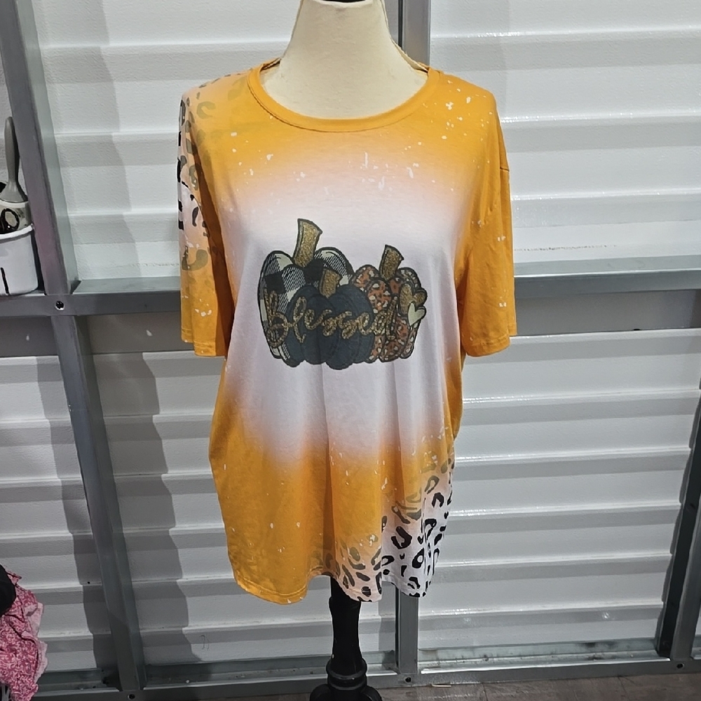 Yellow and White Oversized‎ 3/4 Sleeve T-Shirt
